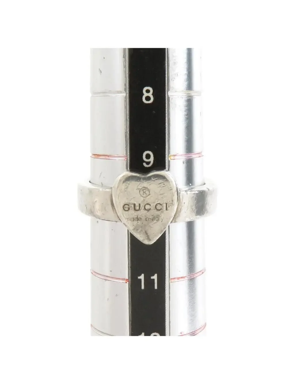 Auth Gucci Heart Motif Ring Silver #302756G10B